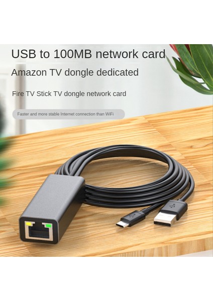 Tv Ethernet Adaptörü Tv 4K Çubuk Usb-C - RJ45 Lan Ağ Adaptörü, Güç Kaynağı Için USB 2.0 Güç Kablosu ile (Yurt Dışından)