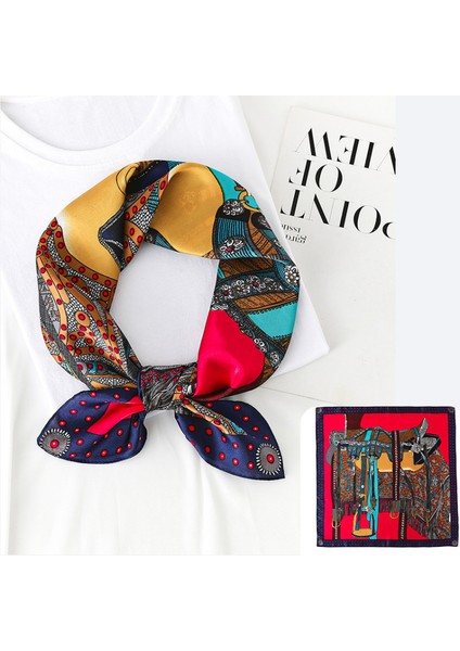 27.5 x 27.5 Kadın Kare Ipek Saç Eşarp Baş Uyku Şal Saten Başörtüsü, ST22-19 (Yurt Dışından)