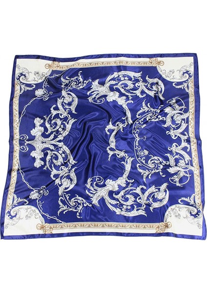 Kadın Ipek Eşarp Kemer Desenli Büyük Kare Saten Başörtüsü Headdress 35", Koyu Mavi (Yurt Dışından) fiyatları