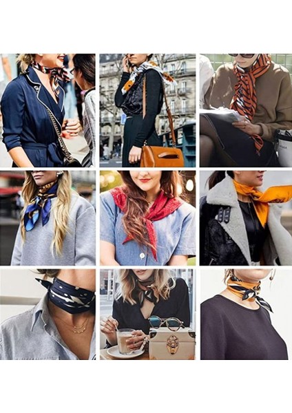 Kadın Ipek Eşarp Kemer Desenli Büyük Kare Saten Başörtüsü Headdress 35", Koyu Mavi (Yurt Dışından) modelleri