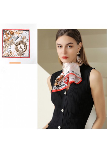 Ipek Duygu Eşarp Kadın Moda Desenli ve Düz Renk Büyük Kare Saten Başörtüsü, Turuncu (Yurt Dışından) fiyatları