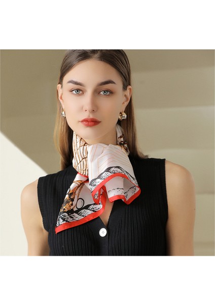 Ipek Duygu Eşarp Kadın Moda Desenli ve Düz Renk Büyük Kare Saten Başörtüsü, Turuncu (Yurt Dışından) fırsatları