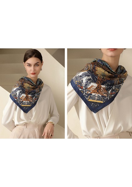 35 x 35 Kadın Kare Ipek Gibi Saç Eşarp Baş Uyku Şal Saten Başörtüsü, Lacivert-2 (Yurt Dışından) modelleri