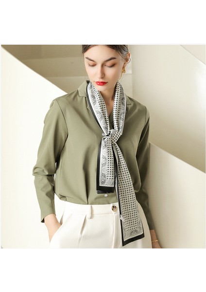 Kare Ipek Saten Eşarp Kadın Saç Kravat Bandı Aksesuarı, Siyah-Beyaz (Yurt Dışından) fırsatları