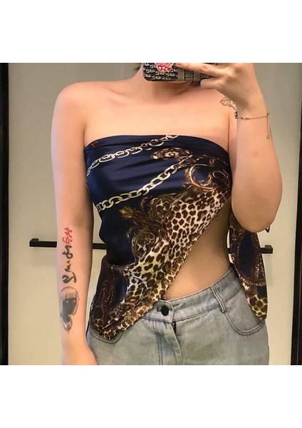 Kadın Ipek Eşarp Kemer Desenli Büyük Kare Saten Başörtüsü Headdress 35", Mavi (Yurt Dışından) modelleri