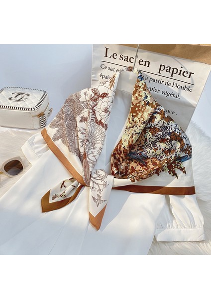 Kadın 35" Saten Kare Ipek Benzeri Saç Atkıları ve Uyku Için Başörtüsü, Kahverengi (Yurt Dışından)