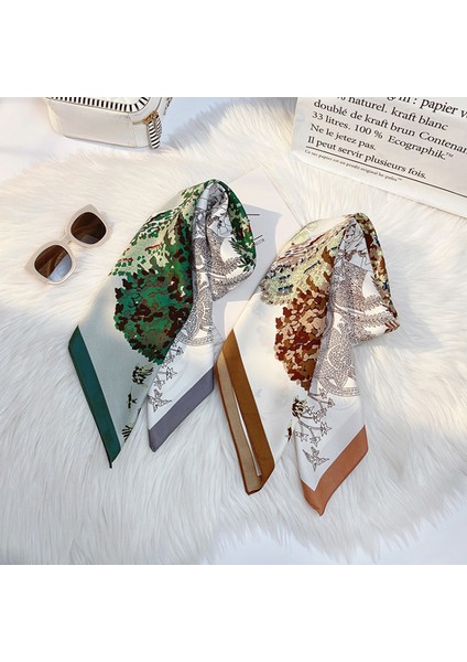 Kadın 35" Saten Kare Ipek Benzeri Saç Atkıları ve Uyku Için Başörtüsü, Kahverengi (Yurt Dışından) modelleri