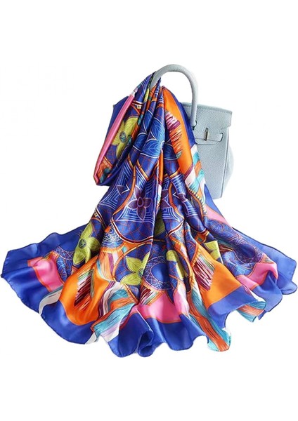 Bayan 100% Büyük Dut Ipek Eşarp Uzun Saten Eşarp Moda Tasarımcısı Eşarp Hafif Sarar, 2022423-13 (Yurt Dışından)