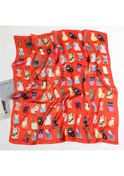 35" Kare Ipek Benzeri Başörtüsü - Saç Sarma ve Geceleri Uyuma Için Kadın Modası Ipek Duygu Eşarpı. Fm6-2 (Yurt Dışından)