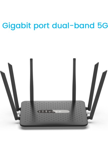 Wıfı Yönlendirici Gigabit Kablosuz Yönlendirici 2.4g/5g Dual Band Wifi Router, 6 Antenli Wifi Tekrarlayıcı Sinyal Amplifikatörü-Siyah (Yurt Dışından)