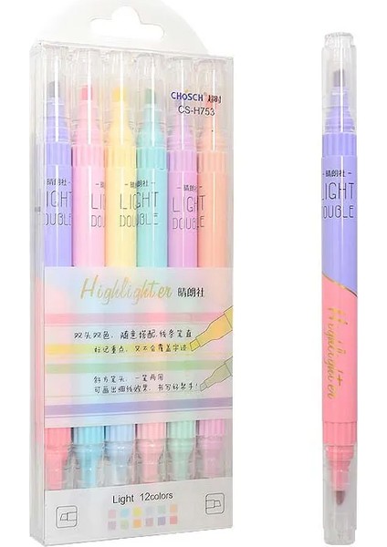 Chosch Highlighter 2 Taraflı 6'lı Fosforlu Kalem