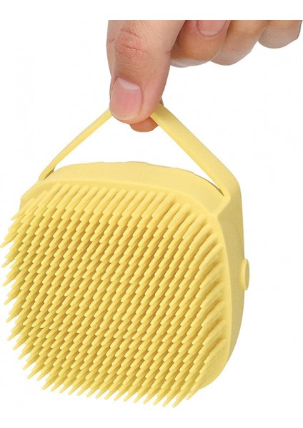 Banyo Yavru Büyük Köpek Kedi Banyo Masaj Eldiveni Fırça Yumuşak Güvenlik Silikon Evcil Hayvan Aksesuarları Köpek ve Kedi Araçları Maskot (Kare Sarı) (Yurt Dışından)
