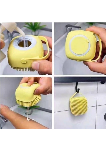 Banyo Yavru Büyük Köpek Kedi Banyo Masaj Eldiveni Fırça Yumuşak Güvenlik Silikon Evcil Hayvan Aksesuarları Köpek ve Kedi Araçları Maskot (Kare Sarı) (Yurt Dışından) fırsatları