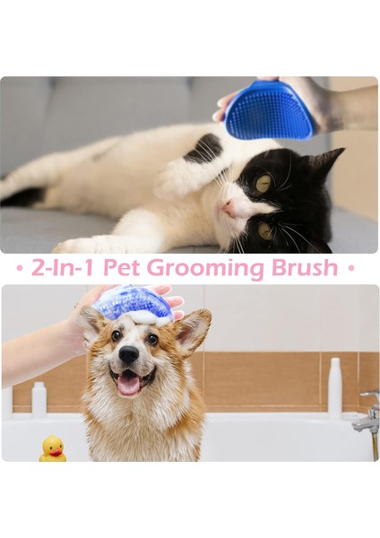 2 Paket Köpek Bakım Fırçası Seti Evcil Hayvan Şampuanı Banyo Fırçası Dökülme Fırçası Yatıştırıcı Masaj Kauçuk Tarak Ayarlanabilir Halka Saplı Köpekler ve Kediler Için (Yurt Dışından) fırsatları