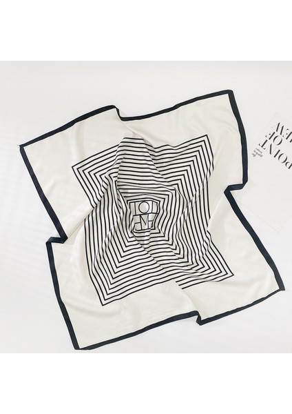 27.5 x 27.5 Kadın Kare Ipek Benzeri Saç Eşarp Baş Uyku Şal Saten Başörtüsü, Beyaz-17 (Yurt Dışından)