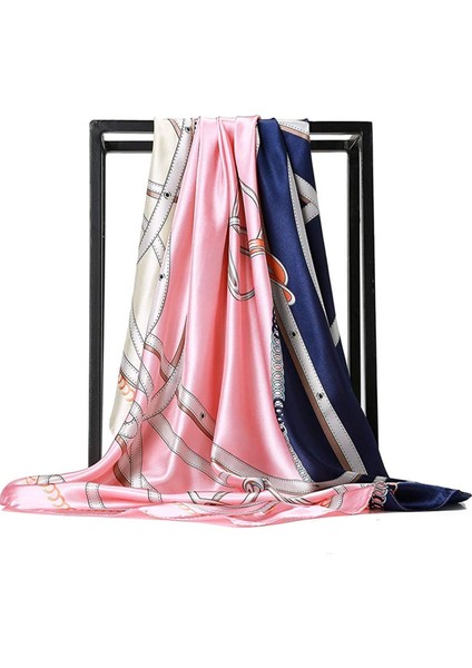 Kadın Ipek Eşarp Kemer Desenli Büyük Kare Saten Başörtüsü Headdress 35", A-8 (Yurt Dışından)