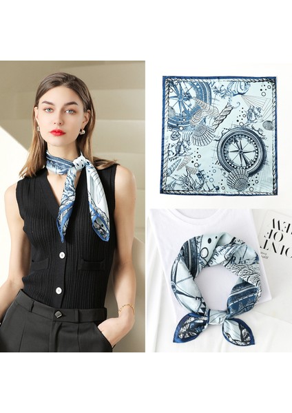 Ipek Duygu Eşarp Kadın Moda Desenli ve Düz Renk Büyük Kare Saten Başörtüsü, Yeşil (Yurt Dışından)