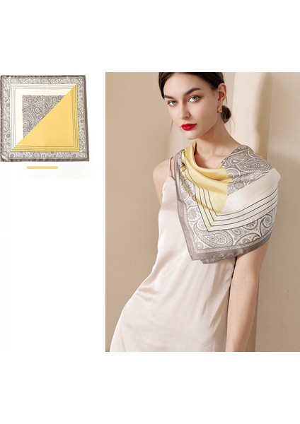 27.5 x 27.5 Kadın Kare Ipek Benzeri Saç Eşarp Baş Uyku Şal Saten Başörtüsü, Sarı-24 (Yurt Dışından) fırsatları