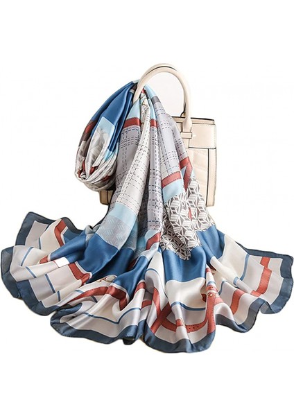 Bayan 100% Büyük Dut Ipek Eşarp Uzun Saten Eşarp Moda Tasarımcısı Eşarp Hafif Sarar, 2022423-19 (Yurt Dışından)