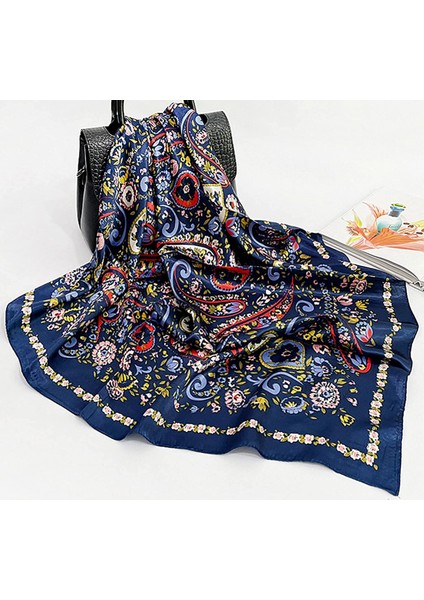 2 Paket 35 "saten Ipek Gibi Saç Eşarp Bandana Işık Kafa Sarar Boyun Yüz Eşarplar Kadınlar Için Kapak, Çiçek Lacivert + Beyaz (Yurt Dışından) fırsatları