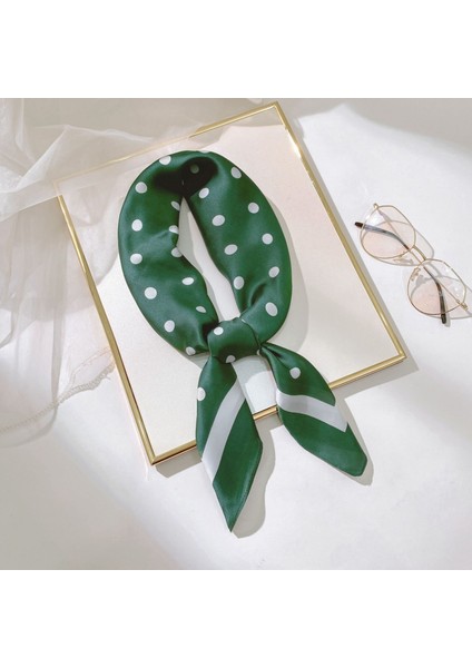 27.5 x 27.5 Kadın Kare Ipek Benzeri Saç Eşarp Baş Uyku Şal Saten Başörtüsü, YD02 Yeşil-17 (Yurt Dışından)