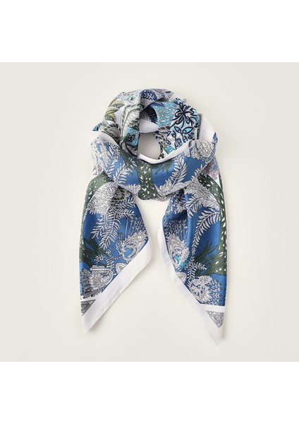 35 x 35 Kadın Kare Ipek Benzeri Saç Eşarp Baş Uyku Şal Saten Başörtüsü, Mavi-2 (Yurt Dışından)