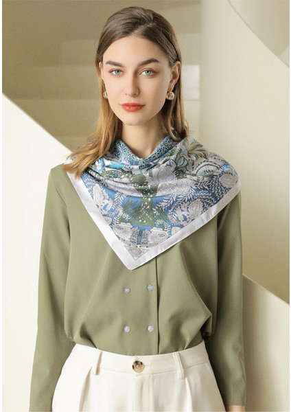 35 x 35 Kadın Kare Ipek Benzeri Saç Eşarp Baş Uyku Şal Saten Başörtüsü, Mavi-2 (Yurt Dışından) fırsatları