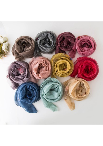 Kadınlar Için Atkılar Hafif Baskı Çiçek Desenli Eşarp Şal Moda Eşarplar Güneş Koruyucu Şallar, Gri-1 (Yurt Dışından)