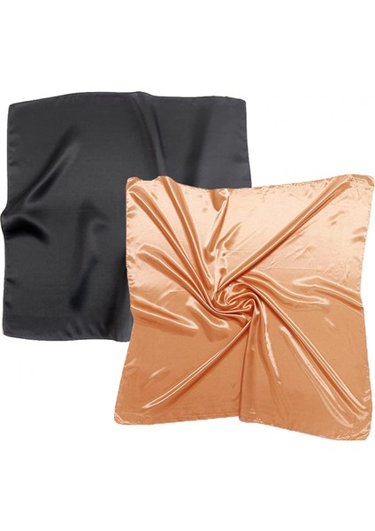 Paket 35 "saten Ipek Gibi Saç Eşarp Bandana Işık Kafa Sarar Boyun Yüz Eşarplar Kadınlar Için Kapak, Siyah + Şampanya (Yurt Dışından)