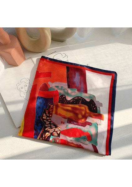 Kadınlar Için Ipek Duygu Eşarp Orta Kare Saten Başörtüsü 27,5 × 27,5 Inç, Kırmızı (Yurt Dışından)