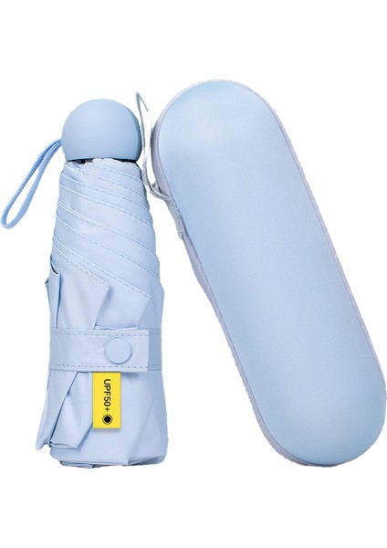 Güneş Şemsiyesi 8 Kemikli Kompakt Taşınabilir Cep Kapsülü Şemsiye Güneşlik ve Anti-Uv Güneş Koruma Şemsiyesi (Yurt Dışından)