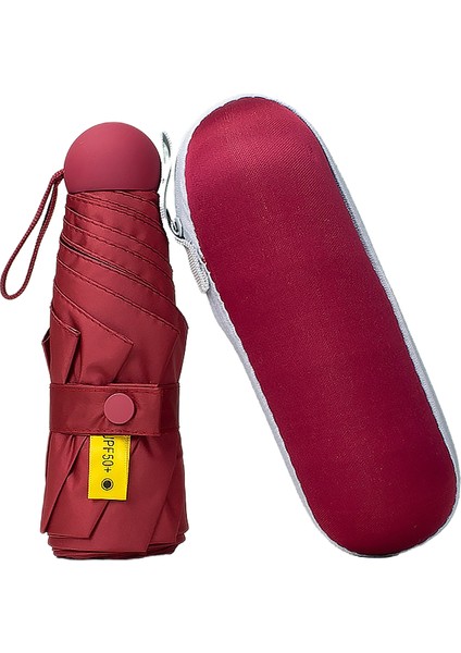 Güneş Şemsiyesi 8 Kemikli Kompakt Taşınabilir Cep Kapsülü Şemsiye Güneşlik ve Anti-Uv Güneş Koruma Şemsiyesi (Yurt Dışından)