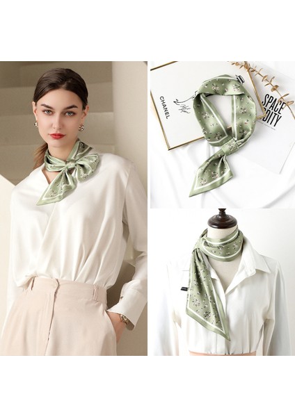 Kare Ipek Saten Eşarp Kadın Saç Kravat Bandı Aksesuarı, Yeşil (Yurt Dışından) fiyatları
