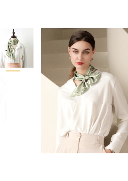 Kare Ipek Saten Eşarp Kadın Saç Kravat Bandı Aksesuarı, Yeşil (Yurt Dışından) modelleri