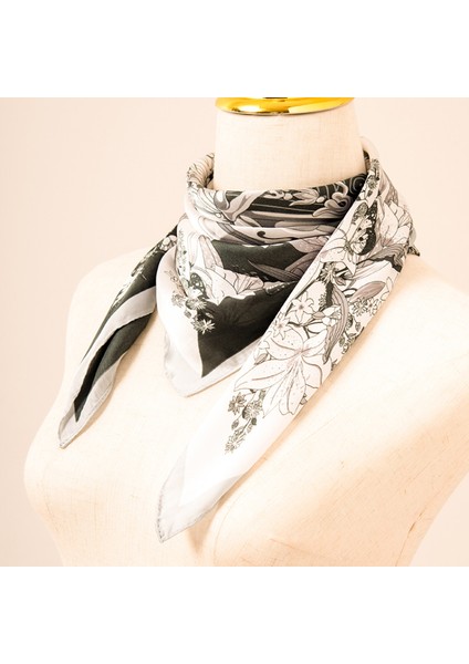 27.5 x 27.5 Kadın Kare Ipek Benzeri Saç Eşarp Baş Uyku Şal Saten Başörtüsü, Siyah-16 (Yurt Dışından)