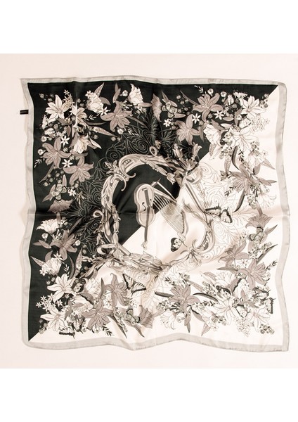 27.5 x 27.5 Kadın Kare Ipek Benzeri Saç Eşarp Baş Uyku Şal Saten Başörtüsü, Siyah-16 (Yurt Dışından) modelleri