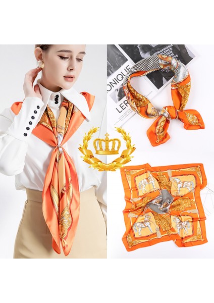 Ipek Eşarp Kadın Modası Desenli Büyük Kare Saten Başörtüsü Headdress, Sy-11 (Yurt Dışından)