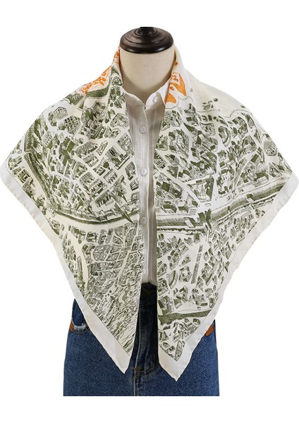 35X35 Kadın Kare Leke Ipek Gibi Başörtüsü Saç Sarma Atkılar Gece Uyku, Yeşil-7 (Yurt Dışından)