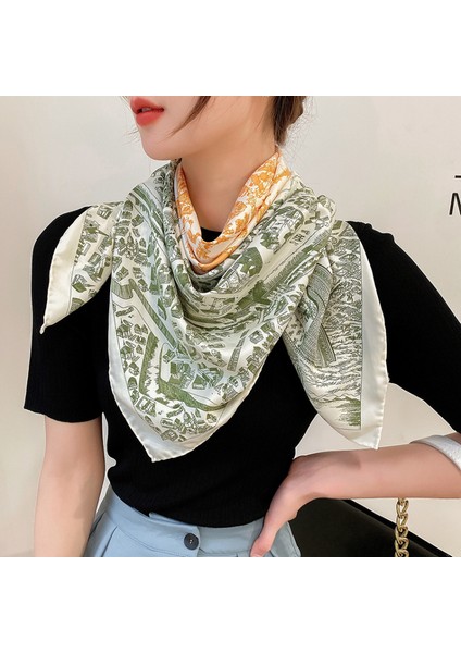 35X35 Kadın Kare Leke Ipek Gibi Başörtüsü Saç Sarma Atkılar Gece Uyku, Yeşil-7 (Yurt Dışından) modelleri