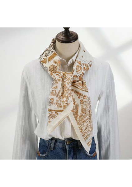 35 x 35 Kadın Kare Leke Ipek Gibi Başörtüsü Saç Sarma Eşarp Gece Uykusu, Sarı-7 (Yurt Dışından)