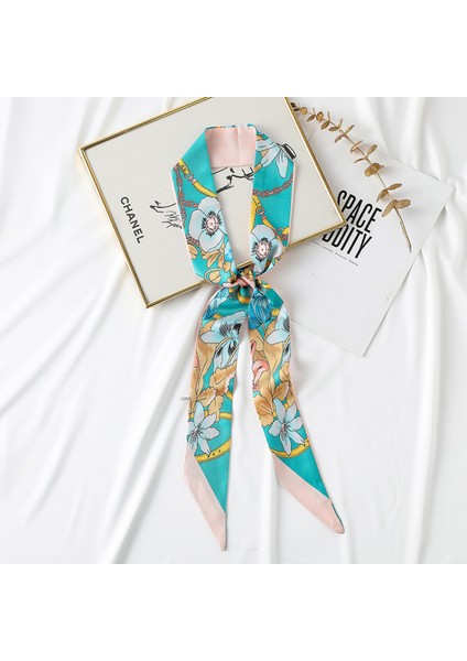 Kare Ipek Saten Eşarp Kadın Saç Kravat Bandı Aksesuarı, Mavi-21 (Yurt Dışından)