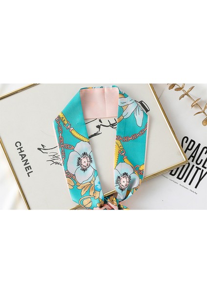 Kare Ipek Saten Eşarp Kadın Saç Kravat Bandı Aksesuarı, Mavi-21 (Yurt Dışından) modelleri