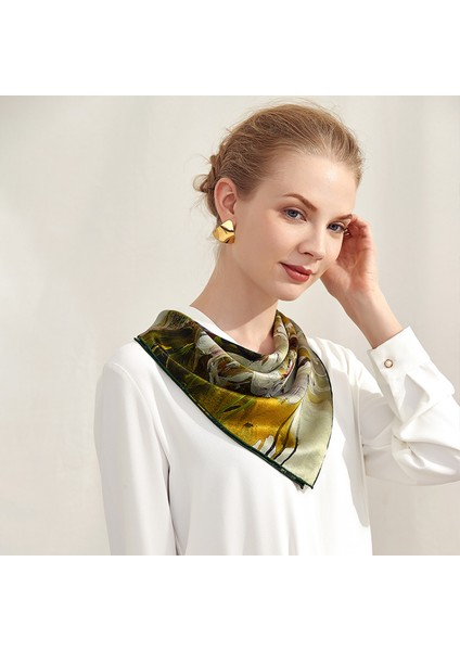 Ipek Eşarp Kadın Modası Desenli Büyük Kare Saten Başörtüsü Headdress, AM031 (Yurt Dışından) modelleri