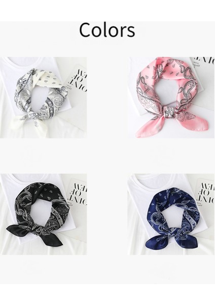 27.5 x 27.5 Kadın Kare Ipek Saç Eşarp Baş Uyku Şal Saten Başörtüsü, Mavi-4 (Yurt Dışından) fiyatları