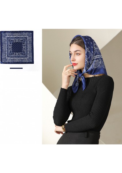 27.5 x 27.5 Kadın Kare Ipek Saç Eşarp Baş Uyku Şal Saten Başörtüsü, Mavi-4 (Yurt Dışından) fırsatları