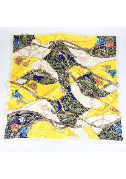 Kadın Ipek Eşarp Kemer Desenli Büyük Kare Saten Başörtüsü Headdress 35", FT146-6 (Yurt Dışından) fırsatları