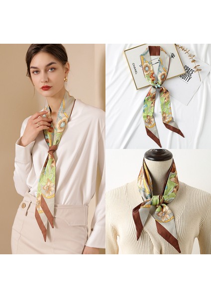 Kare Ipek Saten Eşarp Kadın Saç Kravat Bandı Aksesuarı, Kahve-21 (Yurt Dışından) fırsatları
