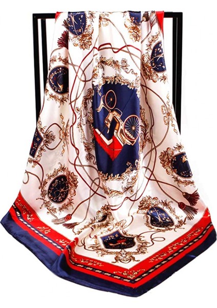 Kadın Ipek Eşarp Kemer Desenli Büyük Kare Saten Başörtüsü Headdress 35", SIJIN08 (Yurt Dışından)