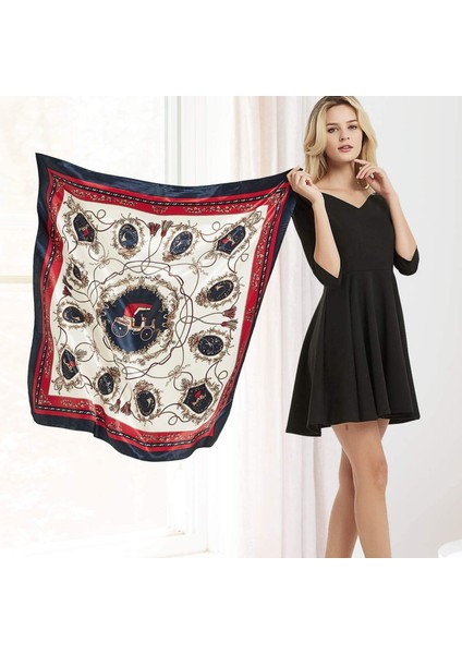 Kadın Ipek Eşarp Kemer Desenli Büyük Kare Saten Başörtüsü Headdress 35", SIJIN08 (Yurt Dışından) fırsatları