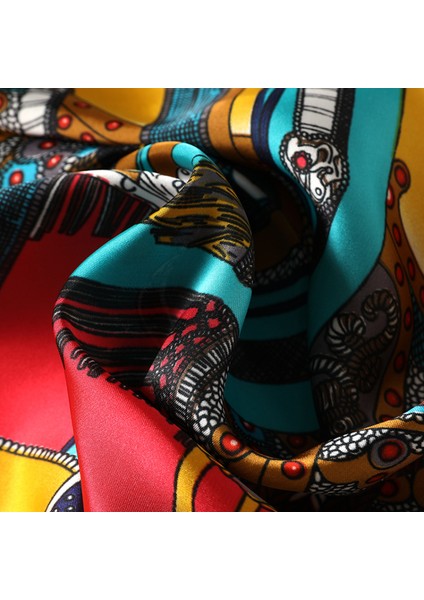 27.5 x 27.5 Kadın Kare Ipek Saç Eşarp Baş Uyku Şal Saten Başörtüsü, Turuncu-2 (Yurt Dışından) fiyatları